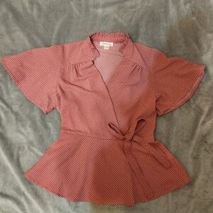 Pink white polka dot blouse